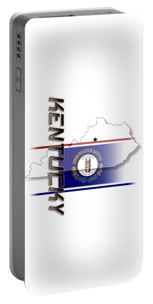 Kentucky Portable Battery Charger featuring the digital art Kentucky State Vertical Print by Rick Bartrand