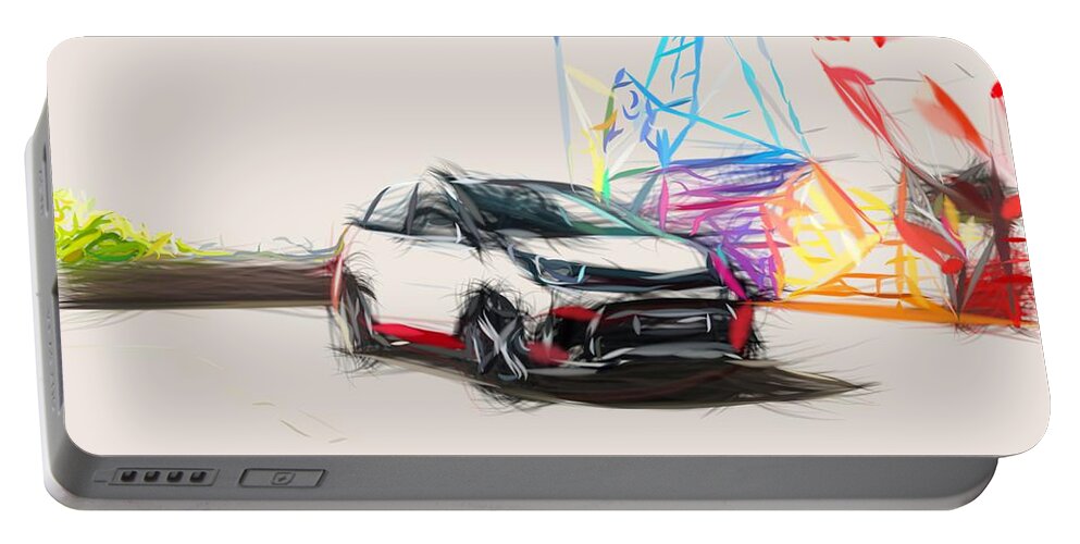 Kia Portable Battery Charger featuring the digital art Kia Picanto GT Line Drawing by CarsToon Concept