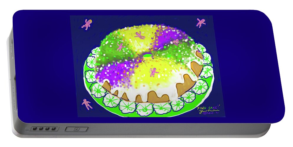 King Cake Portable Battery Charger featuring the digital art King Cake by Jean Pacheco Ravinski