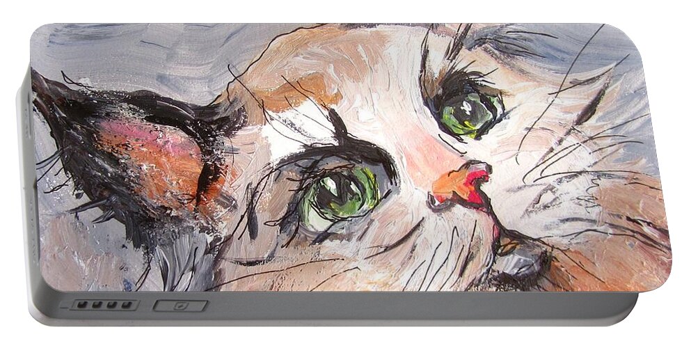 Kitty Portable Battery Charger featuring the painting Kittywampuss by Barbara O'Toole