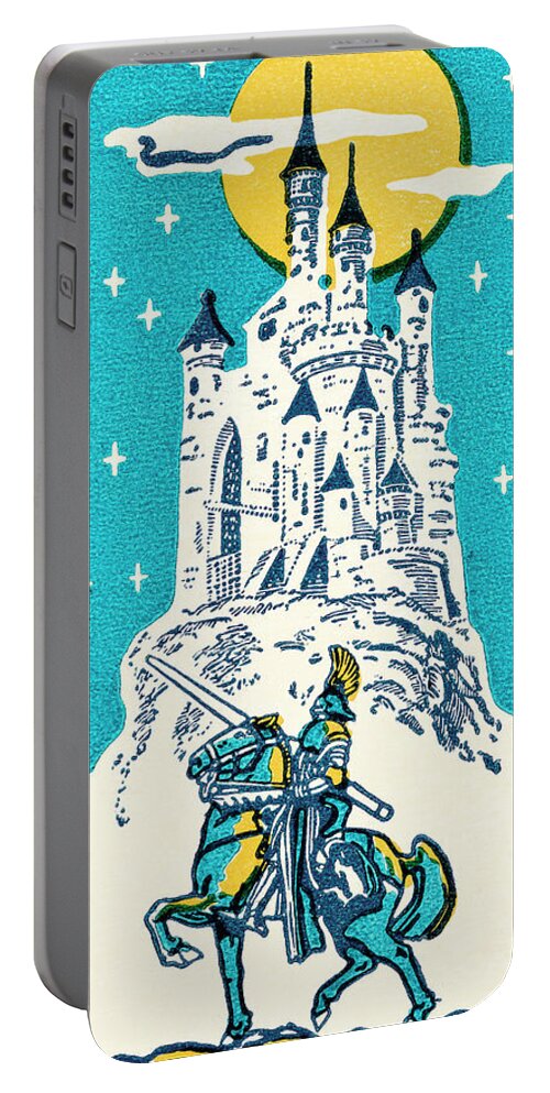 Animal Portable Battery Charger featuring the drawing Knight going to a castle by CSA Images