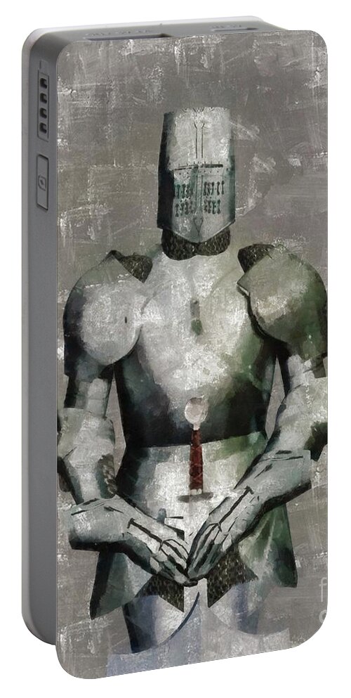 Knight Portable Battery Charger featuring the painting Knight Guardian by Esoterica Art Agency