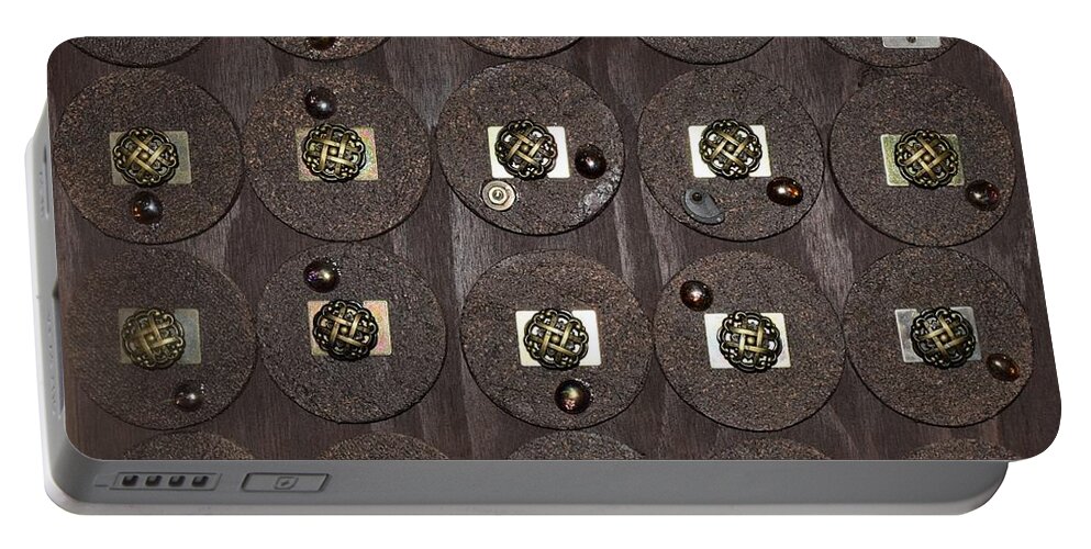 Knobs Portable Battery Charger featuring the mixed media Knobs by Charla Van Vlack