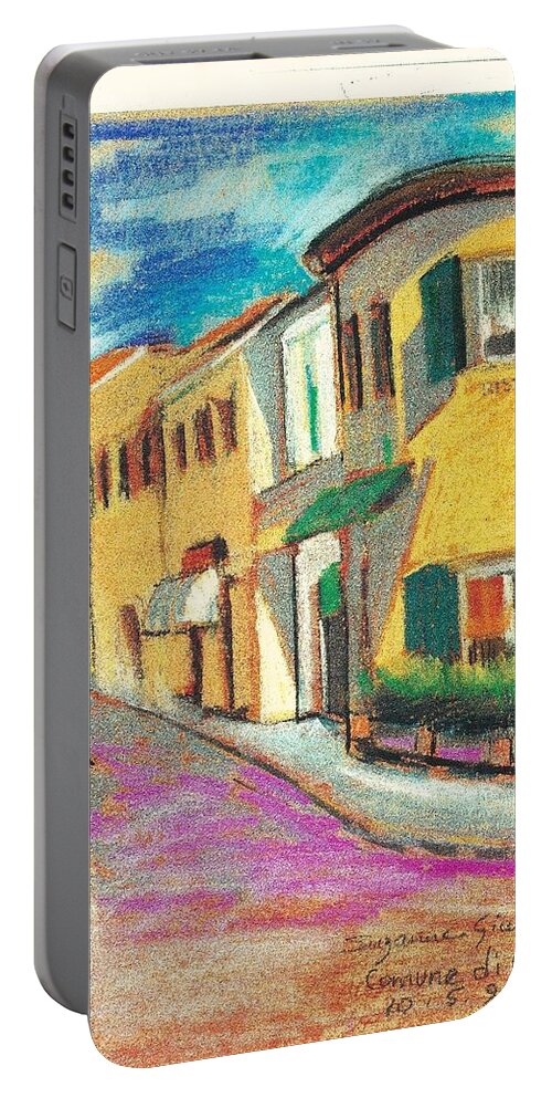 La Bichicletta Portable Battery Charger featuring the painting La Bichicletta by Suzanne Giuriati Cerny