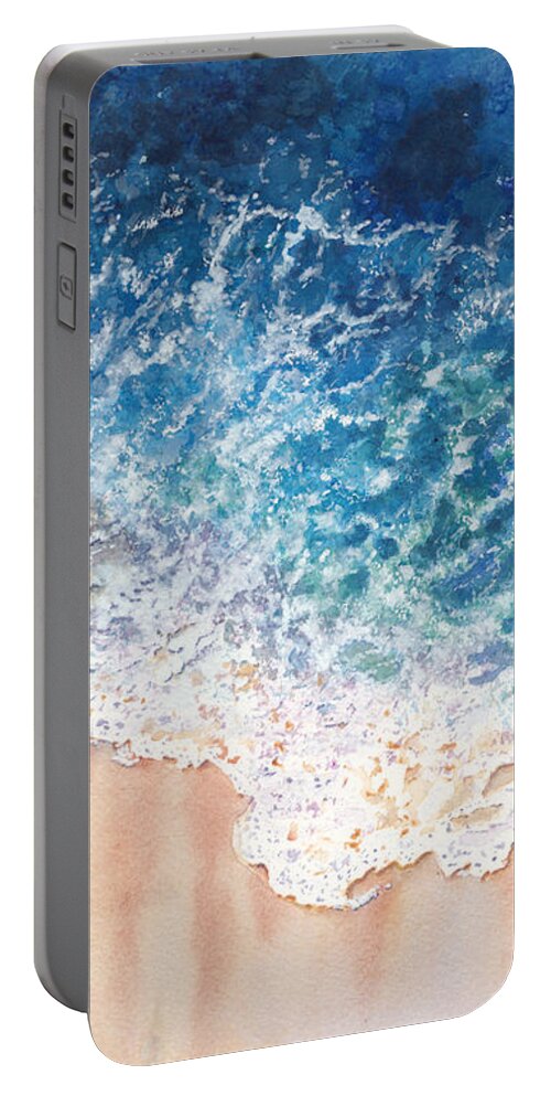 Water Portable Battery Charger featuring the painting Lace on the Beach by Conni Schaftenaar