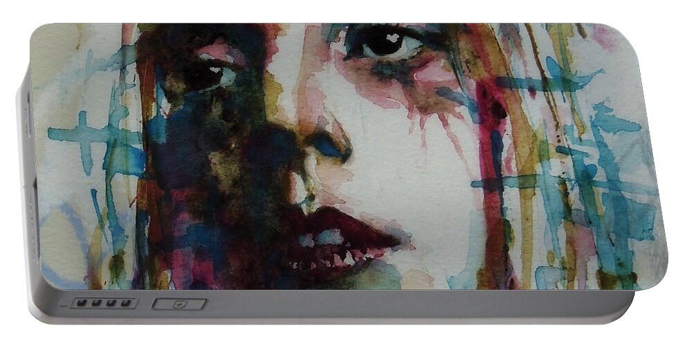 American Portable Battery Charger featuring the painting Lady Gaga by Paul Lovering