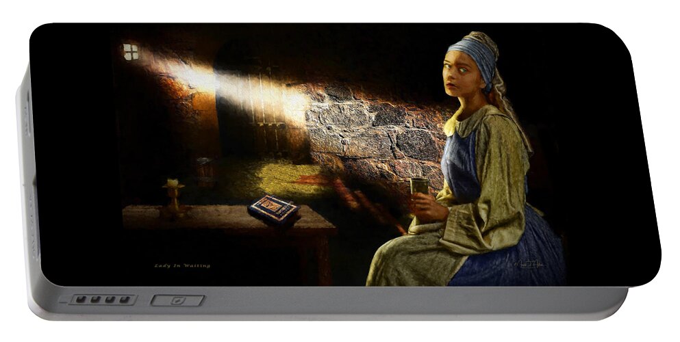 Dungeon Portable Battery Charger featuring the digital art Lady In Waiting by Mark Allen