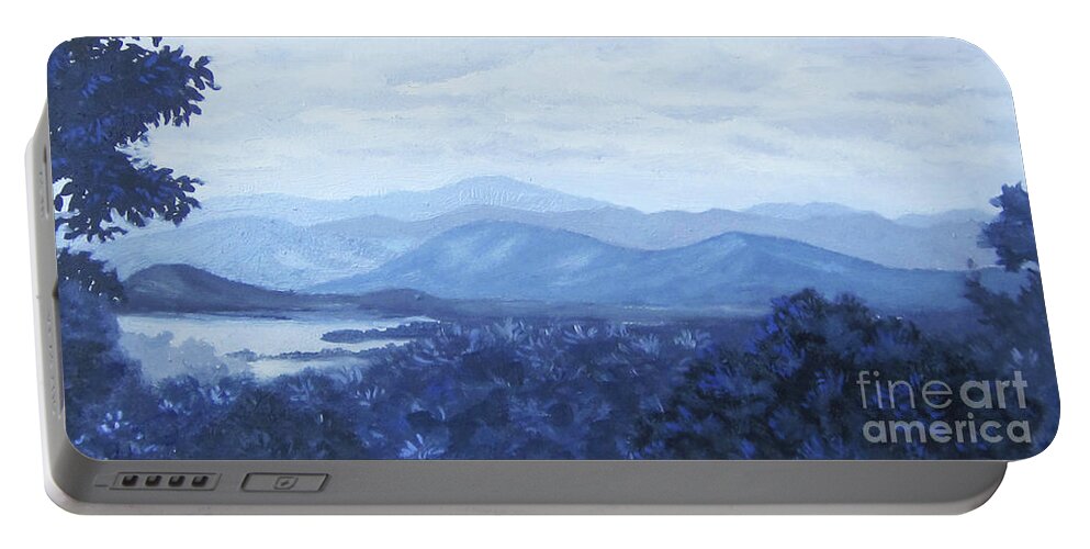 Lake Portable Battery Charger featuring the painting Lake Julian by Anne Marie Brown
