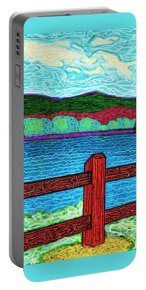 Spring Portable Battery Charger featuring the digital art Lake Junaluska Spring by Rod Whyte