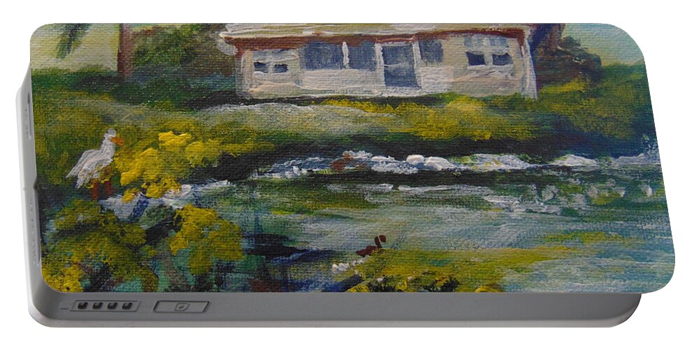 Florida Portable Battery Charger featuring the painting Lake Louise by Saundra Johnson