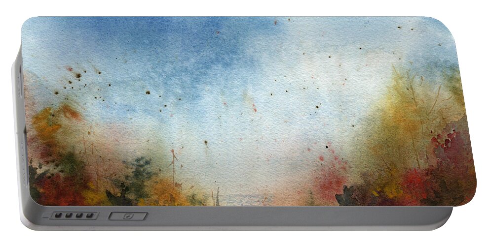Fall Watercolour Portable Battery Charger featuring the painting Lake Superior Fall Colors by Sean Seal