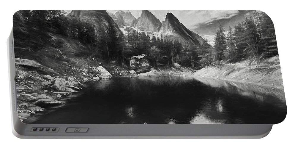 Lago Verde Portable Battery Charger featuring the digital art Lake Verde in the Alps III by Jon Glaser