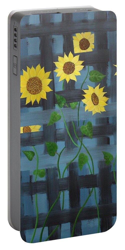 Sunflowers Portable Battery Charger featuring the painting Lattice by Berlynn