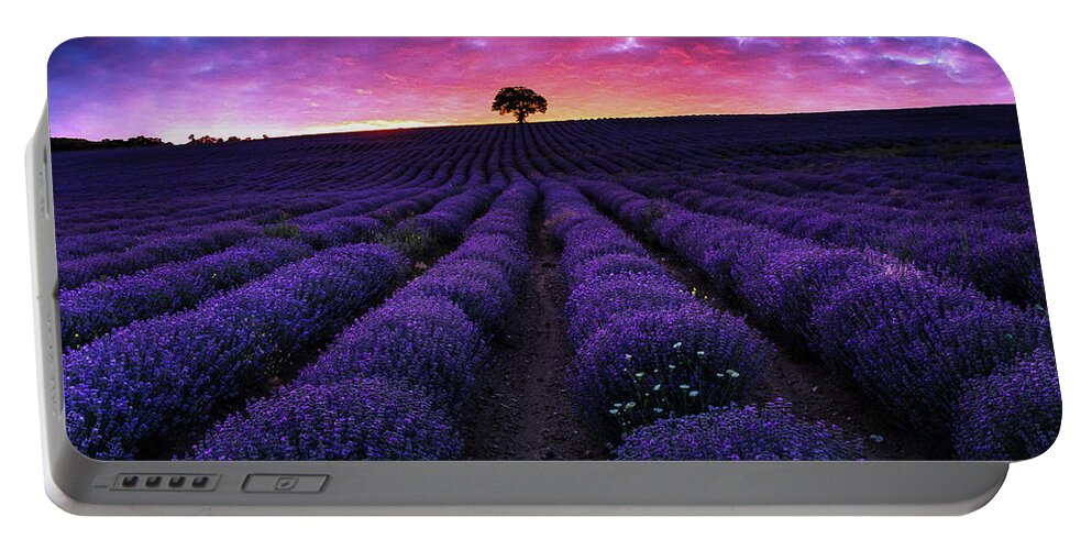 Afterglow Portable Battery Charger featuring the photograph Lavender Dreams by Evgeni Dinev