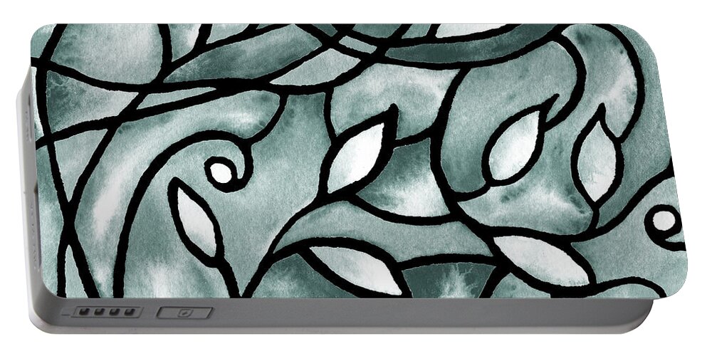 Nouveau Portable Battery Charger featuring the painting Leaves And Curves Art Nouveau Style VII by Irina Sztukowski