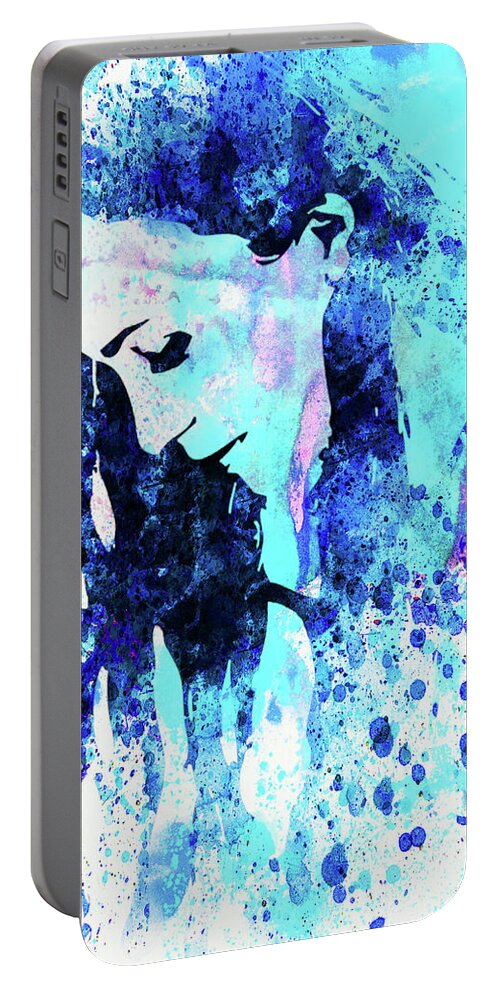 Alanis Morrissette Portable Battery Charger featuring the mixed media Legendary Alanis Morissette Watercolor by Naxart Studio