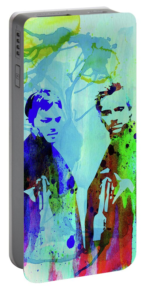 Boondock Saints Portable Battery Charger featuring the mixed media Legendary Boondock Saints Watercolor by Naxart Studio
