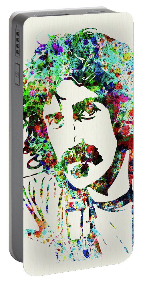 Frank Zappa Portable Battery Charger featuring the mixed media Legendary Frank Zappa Watercolor by Naxart Studio
