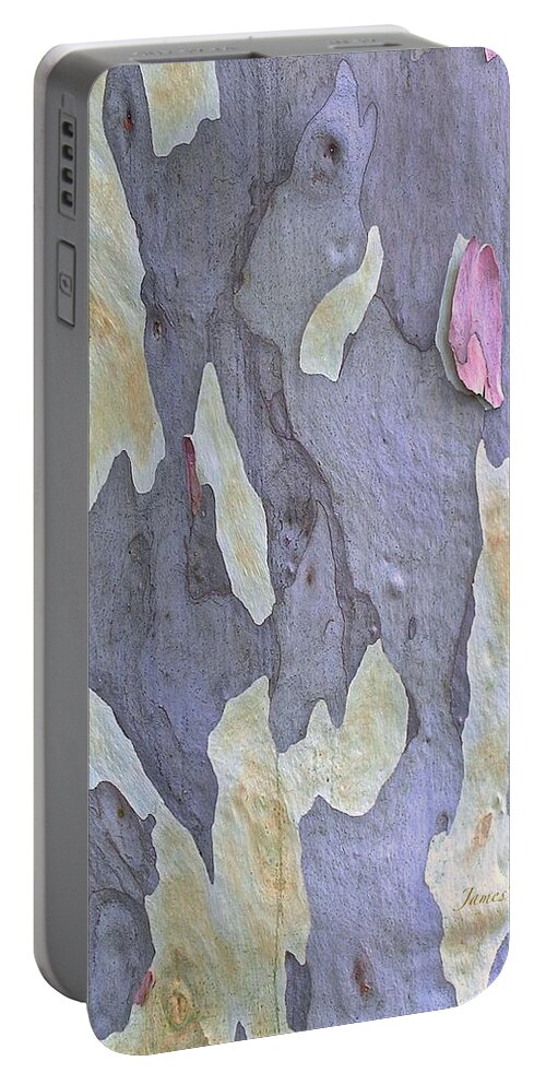 Lemon-scented Gum Tree Bark Portable Battery Charger featuring the photograph Lemon-scented Gum Tree Bark by James Temple
