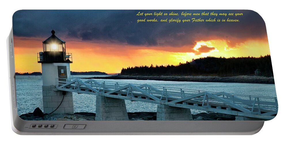 Inspirational Portable Battery Charger featuring the photograph Let Your Light So Shine by Harriet Feagin