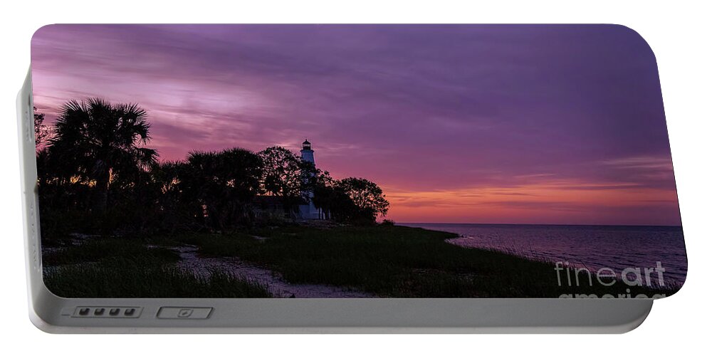 Sunrises Portable Battery Charger featuring the photograph Lighthouse Dawn by DB Hayes