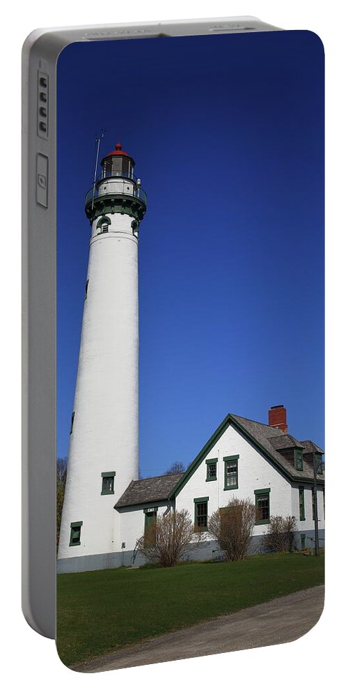 America Portable Battery Charger featuring the photograph Lighthouse - Presque Isle Michigan by Frank Romeo