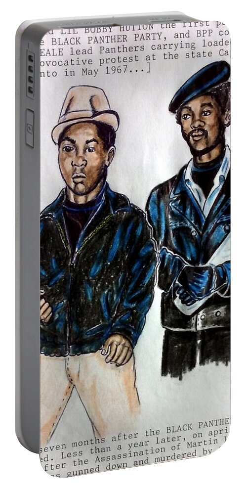Black Art Portable Battery Charger featuring the drawing Lil Bobby Hutton by Joedee
