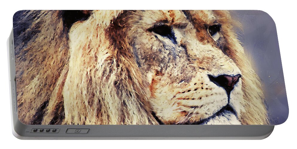 Lion King Portable Battery Charger featuring the painting Lion King - 13 by AM FineArtPrints