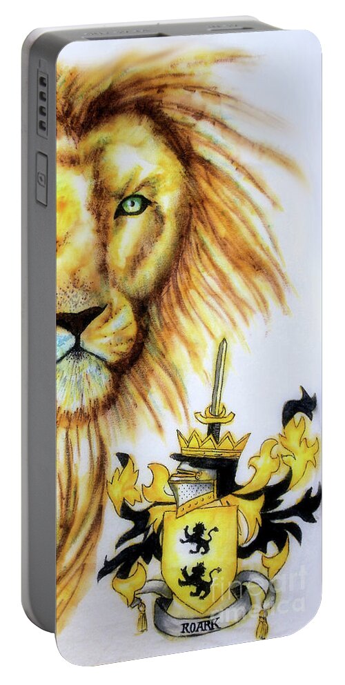 Sharpie Art Portable Battery Charger featuring the drawing Lions Roark Crest by Scarlett Royale