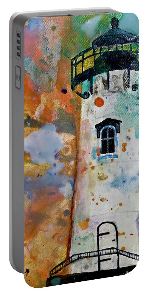 Lighthouse Portable Battery Charger featuring the painting Lite_Haus by Kasha Ritter