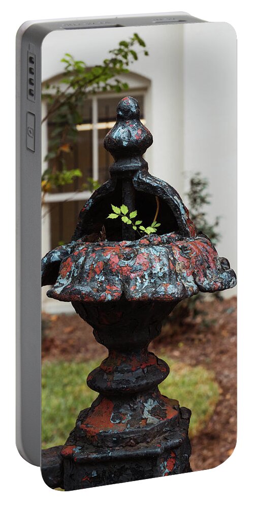 Fence Post Portable Battery Charger featuring the photograph Little Branch of Hope by Rebekah Zivicki