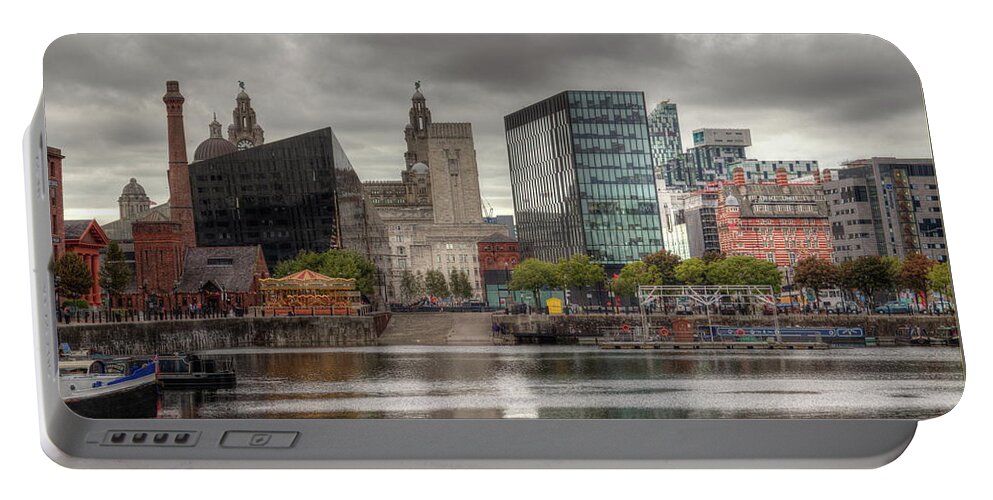 Liverpool Portable Battery Charger featuring the photograph Liverpool Waterfront And Dock by Jeff Townsend