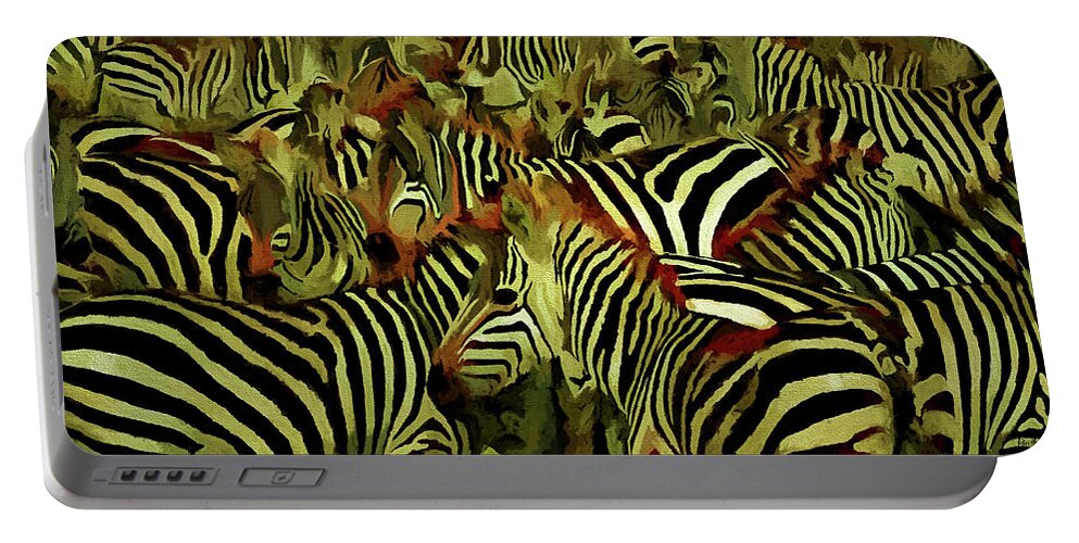 Zebra Portable Battery Charger featuring the digital art Living Bar Codes - Zebras by Russ Harris