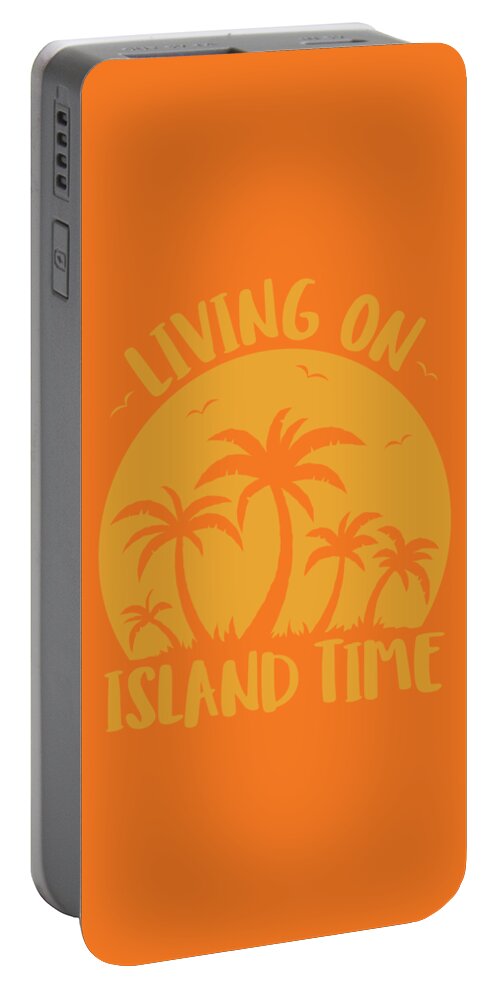 Beach Portable Battery Charger featuring the digital art Living On Island Time Palm Trees And Sunset by John Schwegel