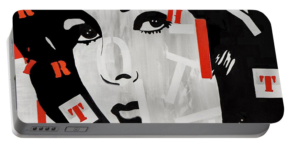 Elizabeth Taylor Portable Battery Charger featuring the painting LIZ TAYLOR Letters by Kathleen Artist PRO
