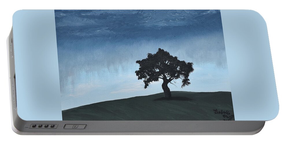 Landscape Portable Battery Charger featuring the painting Lone Tree by Gabrielle Munoz
