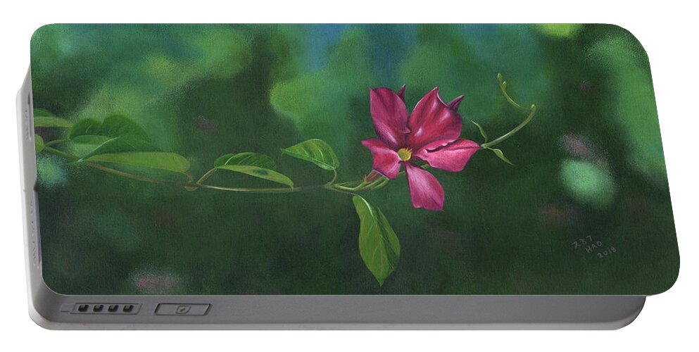 Mandevilla Portable Battery Charger featuring the painting Looking for something to hold on to by Helian Cornwell