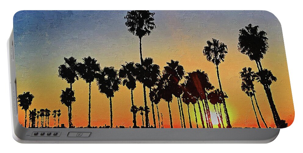 Los Angeles Portable Battery Charger featuring the painting Los Angeles, Venice Beach - 01 by AM FineArtPrints