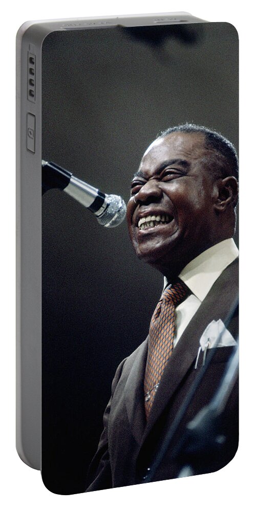 1970 Portable Battery Charger featuring the photograph Louis Armstrong by Hank Morgan