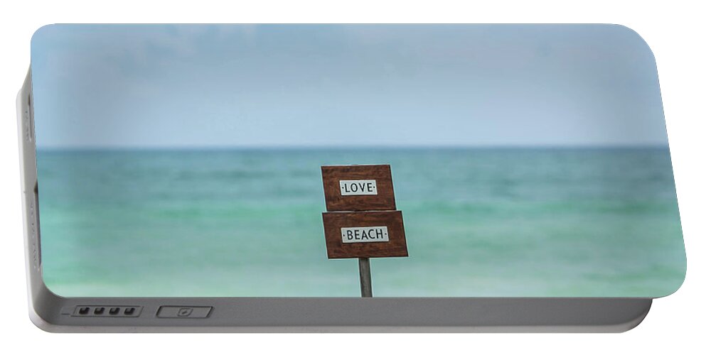 Tulum Portable Battery Charger featuring the photograph Love Beach Tulum, Mexico by Julieta Belmont