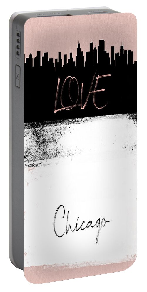 Chicago Portable Battery Charger featuring the mixed media Love Chicago by Naxart Studio