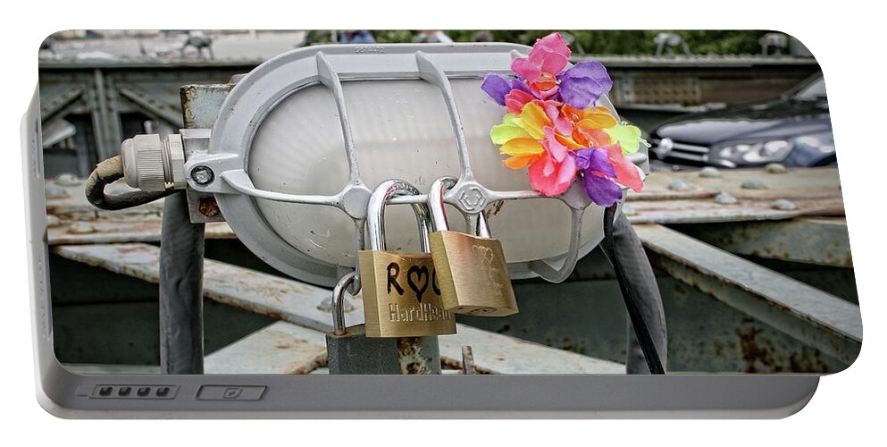 Padlocks Portable Battery Charger featuring the photograph Love locks by Martin Smith