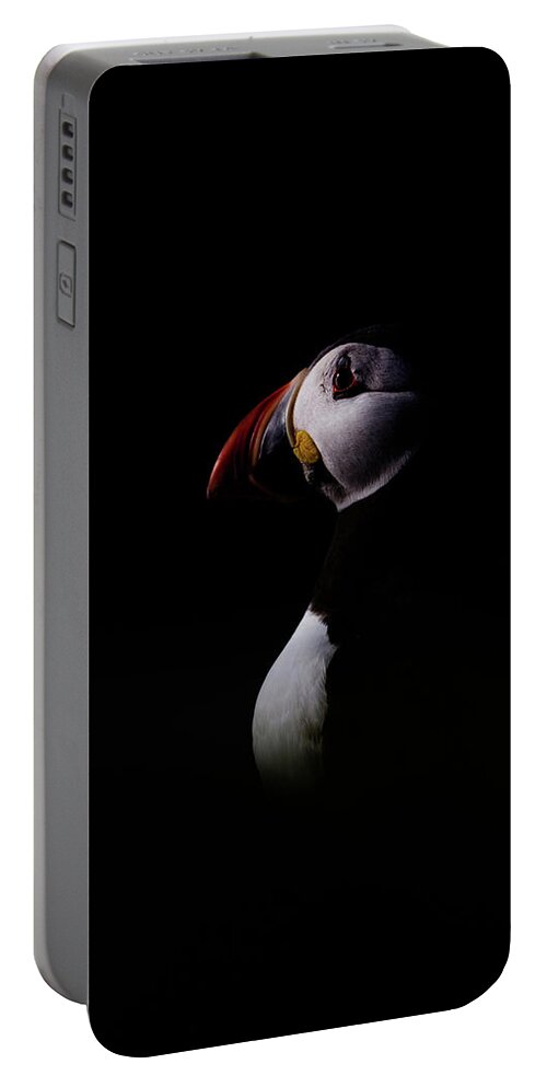Puffin Portable Battery Charger featuring the photograph Low Key Puffin by Pete Walkden