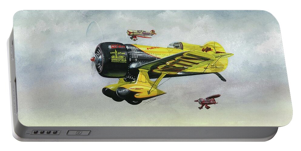 Granville Portable Battery Charger featuring the painting Lowell Bayle's Gee Bee by Simon Read