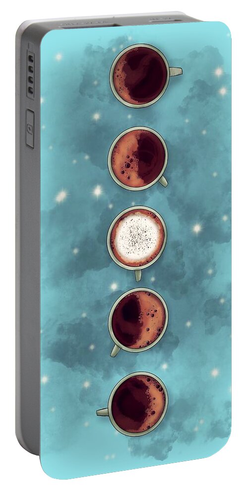 Coffee Portable Battery Charger featuring the drawing Lunar Coffee by Ludwig Van Bacon