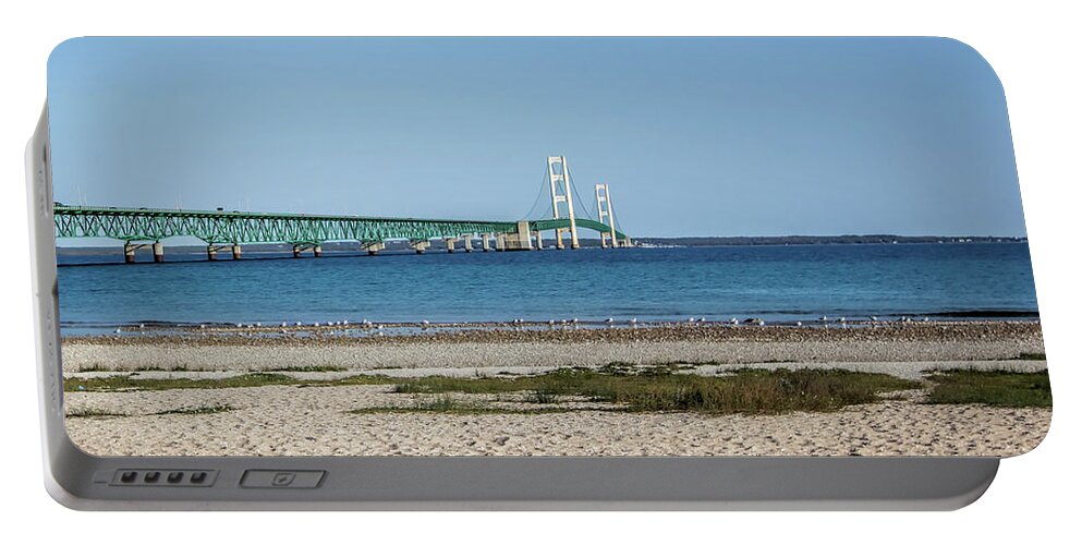 Mackinaw Bridge Portable Battery Charger featuring the photograph Mackinaw Bridge by Pat Cook