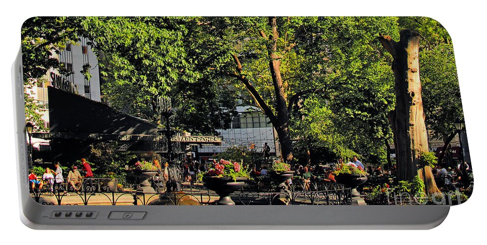 Fountain Portable Battery Charger featuring the photograph Madison Square Park Summer No.2 - A New York Impression by Steve Ember