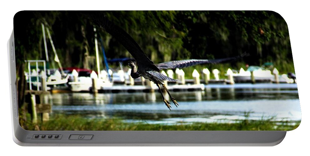 Wing Portable Battery Charger featuring the photograph Magnificent Wing Span of a Great Blue Heron by Philip And Robbie Bracco