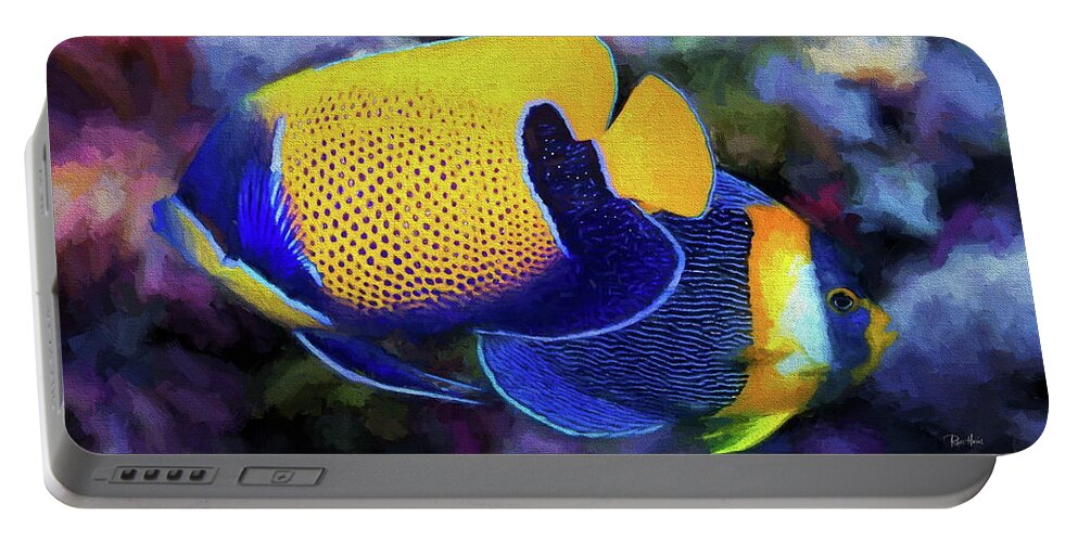 Majestic Angelfish Portable Battery Charger featuring the digital art Majestic Angelfish by Russ Harris