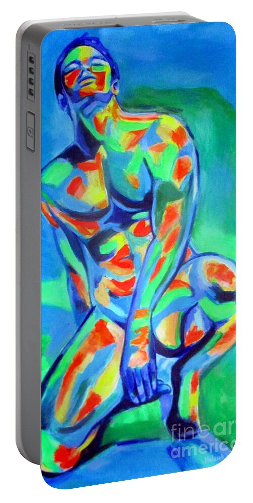 Nudes Paintings Portable Battery Charger featuring the painting Male distinctive beauty by Helena Wierzbicki